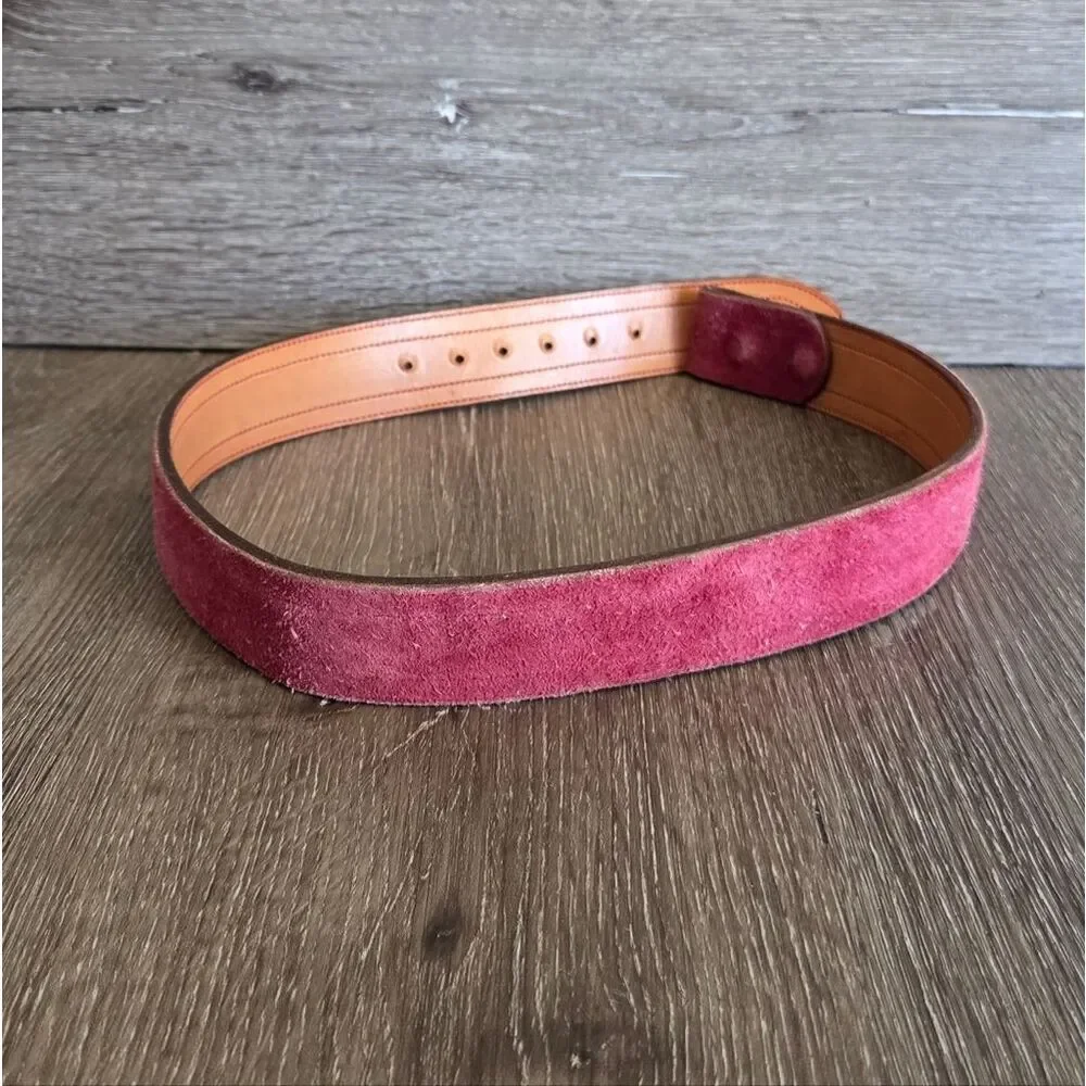 Suede Leather Belt in Berry Pink 33